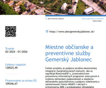 Projekty EÚ / Miestne občianske a  preventívne služby Gemerský Jablonec - foto