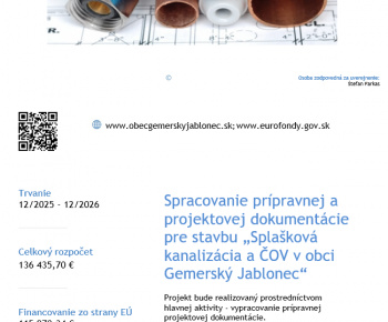 Projekty EÚ / Splašková kanalizácia a ČOV v obci Gemerský Jablonec - foto