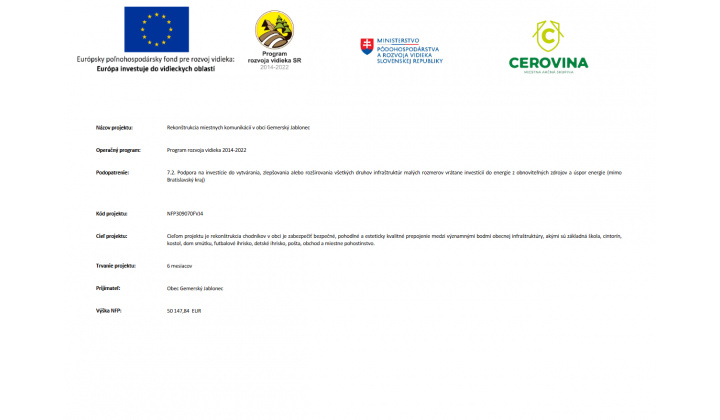Rekonštrukcia miestnych komunikácií v obci Gemerský Jablonec